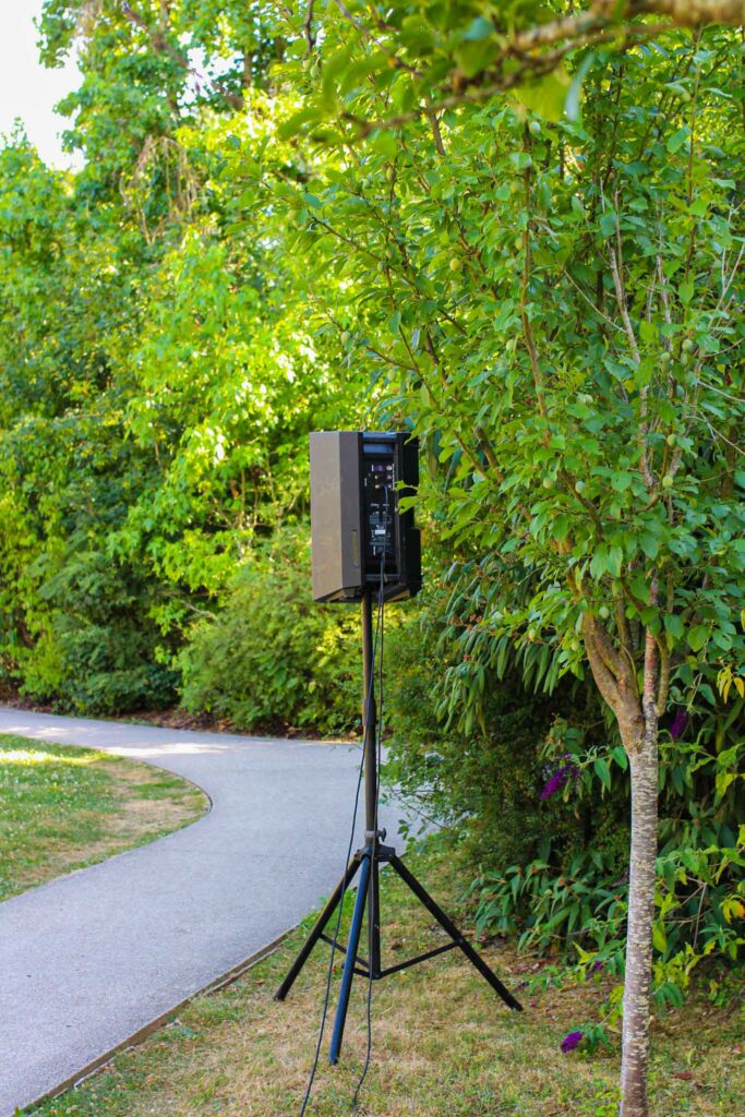 Outdoor event speaker for music playback