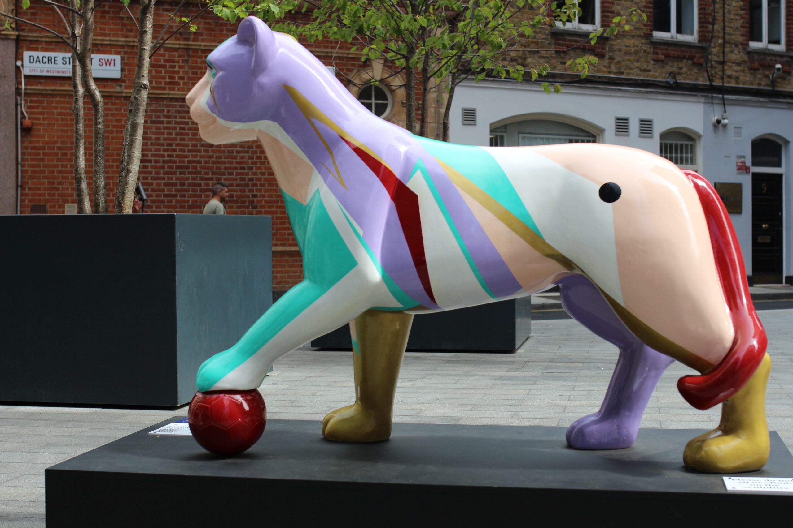 a colorful contemporary art statue in the streets of London